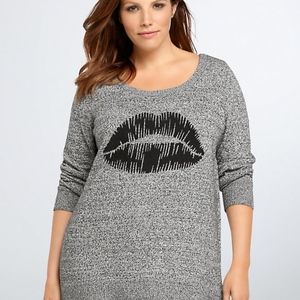 Womens long sleeve lip print sweater